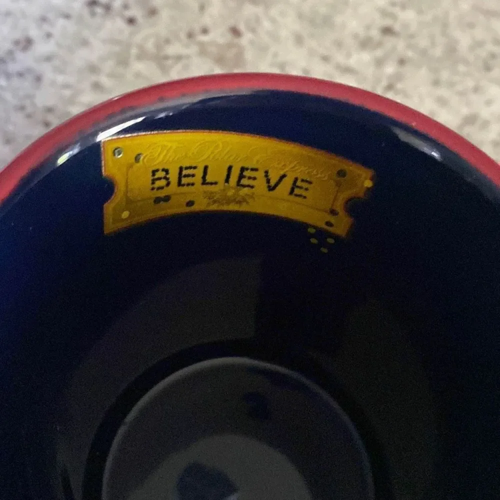 The Polar Express BELIEVE Train Ride Hot Hot Chocolate Warner Bros Cup Mug